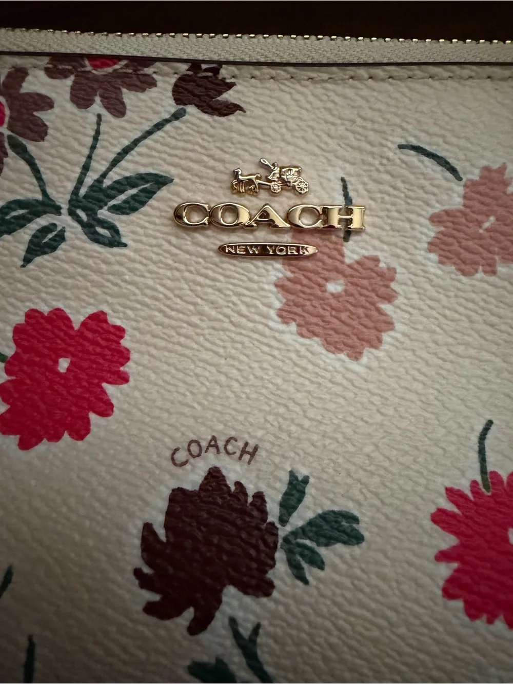 Coach Floral Leather Cosmetic Bag Pouch